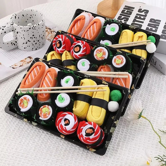 3/4/5 Pairs of Novelty and Interesting Salmon Sushi Socks Gift Box Christmas Style Season