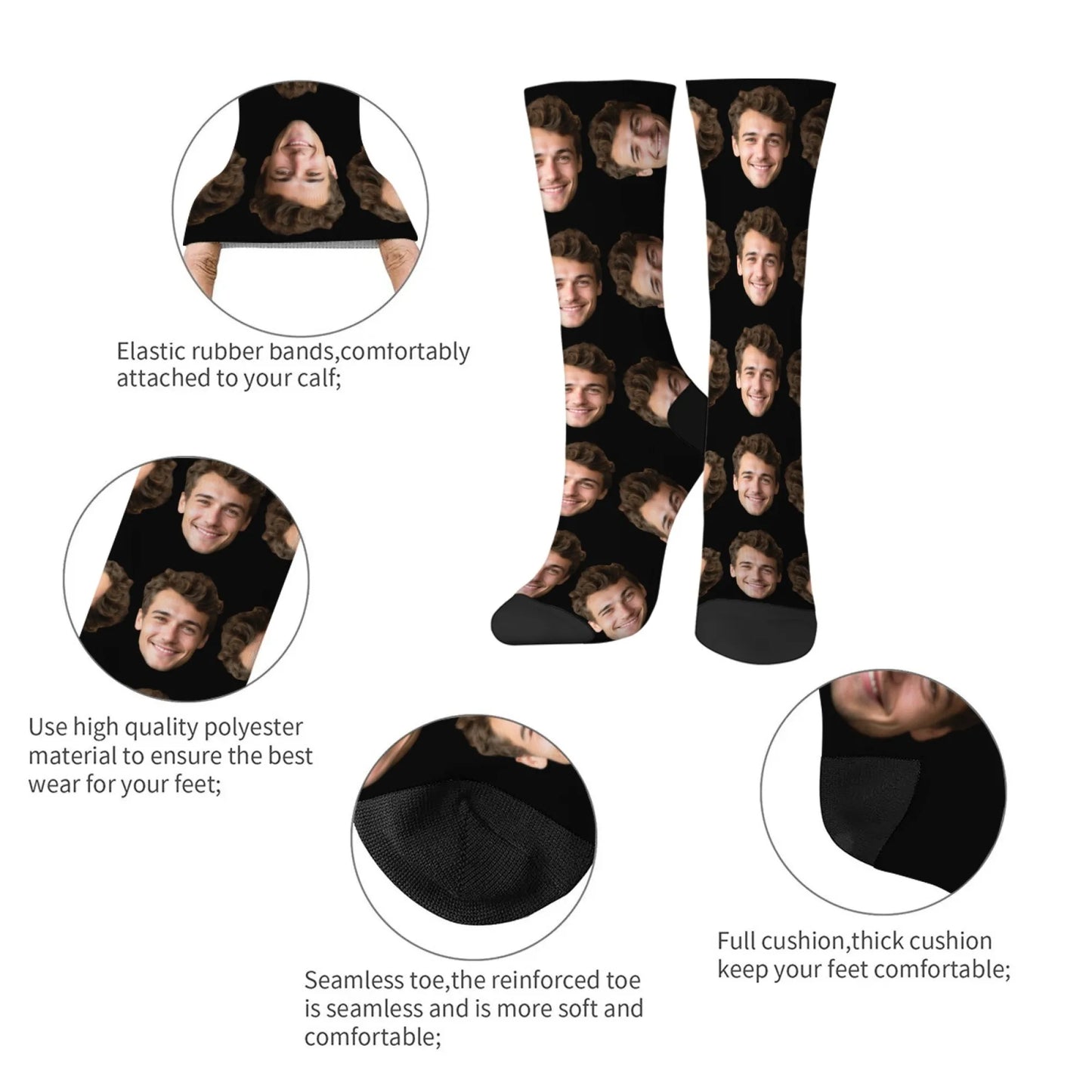 Novelty Custom Face Socks DIY Personalized Photo Custom Socks Crazy Funny Men's Socks Christmas Party Birthday Anniversary Gift