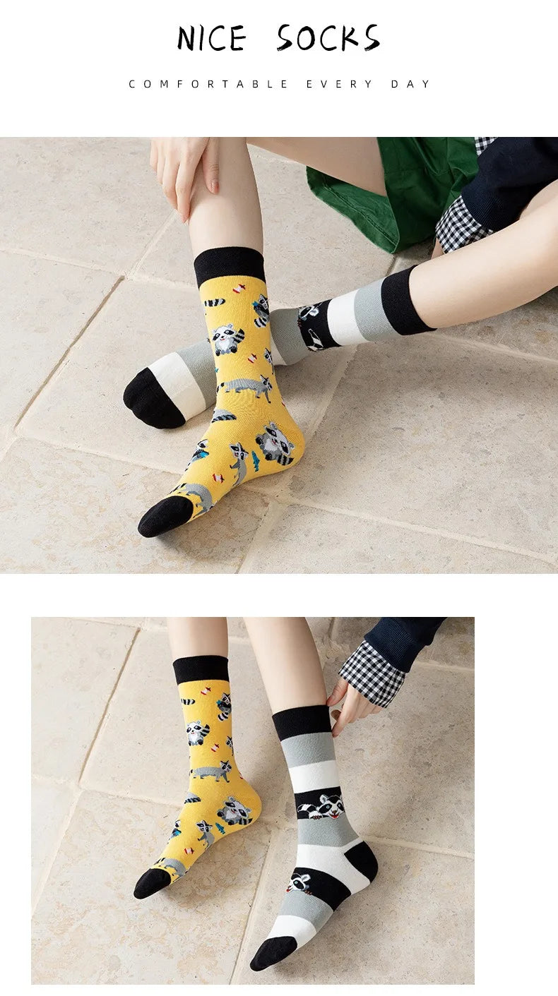 Men's Novelty  Fun Dress Socks AB Styles Fashion Personality Cartoon Colorful Funky Fancy Crazy Funny Casual Crew Socks