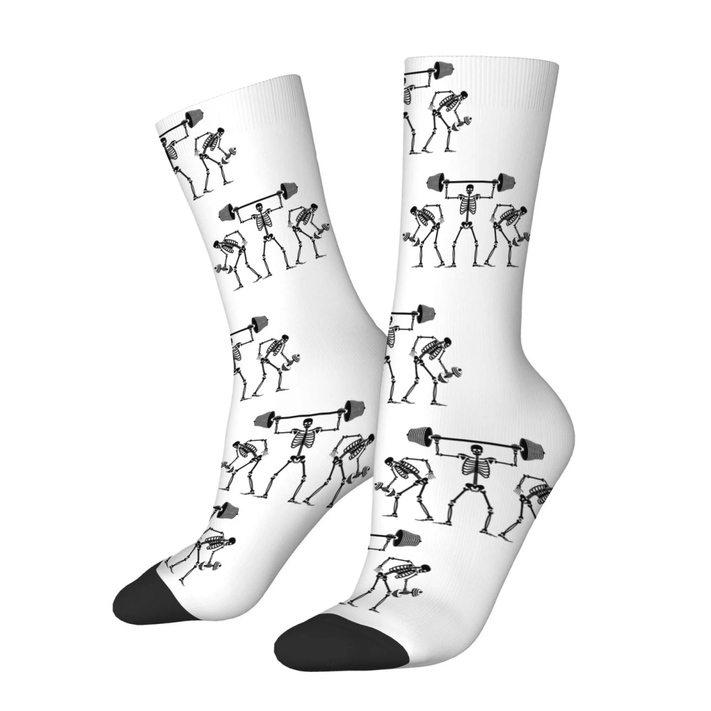 Novel and Fun Skull-themed Weightlifting Squat Socks Fun Creative Stylish Unique Comfortable Breathable and Durable Socks