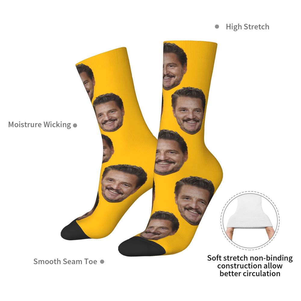Novelty Mens Pedro Pascal Smile Unisex Winter Socks Hip Hop Happy Socks Street Style Crazy Sock