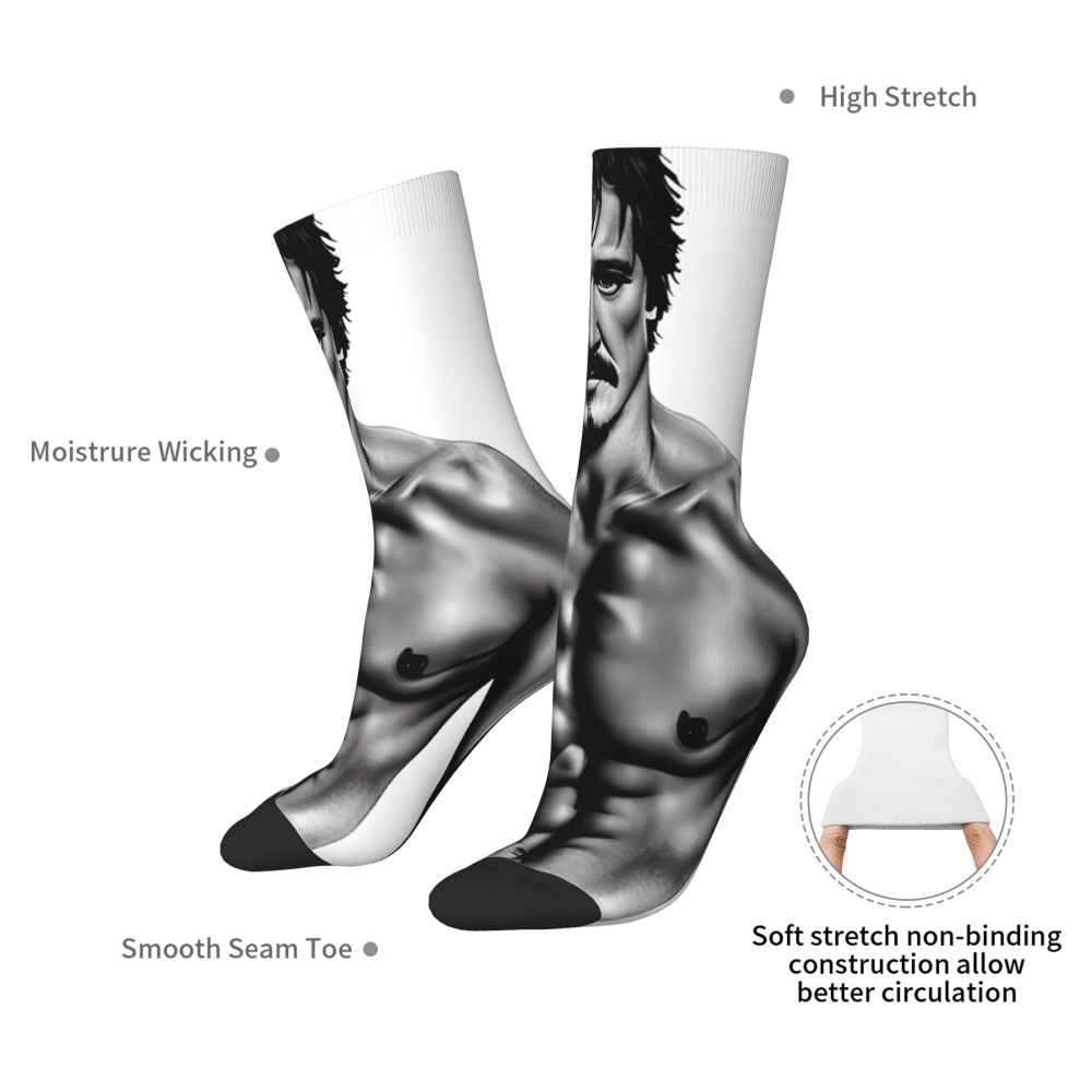 Novelty Mens Pedro Pascal Smile Unisex Winter Socks Hip Hop Happy Socks Street Style Crazy Sock
