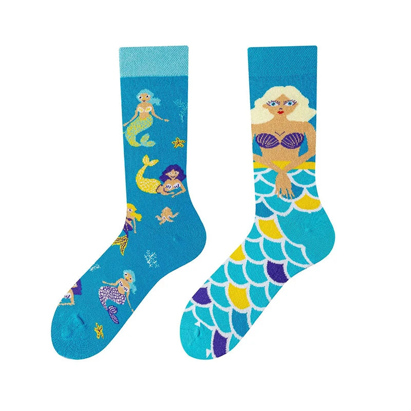 Men's Novelty  Fun Dress Socks AB Styles Fashion Personality Cartoon Colorful Funky Fancy Crazy Funny Casual Crew Socks