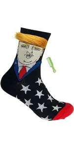 Novelty Crew Socks, Unisex Funny Political Leader Portrait Print, Conversation Starter Socks  Funny Political Gifts