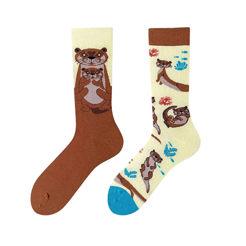 Men's Novelty  Fun Dress Socks AB Styles Fashion Personality Cartoon Colorful Funky Fancy Crazy Funny Casual Crew Socks