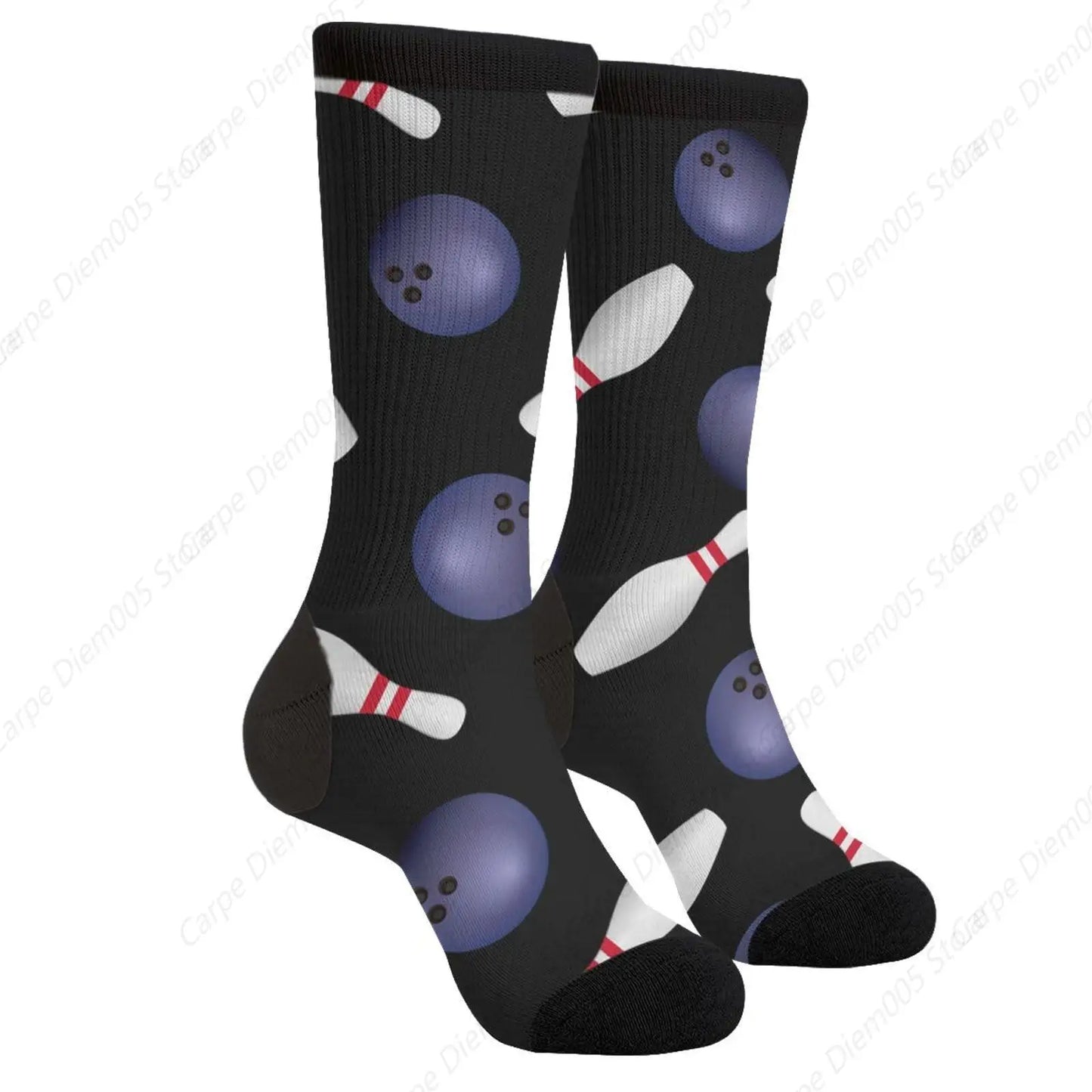 Bowling Socks Novelty Funny Crew Socks Crazy Gifts For Men Women Sports Lovers