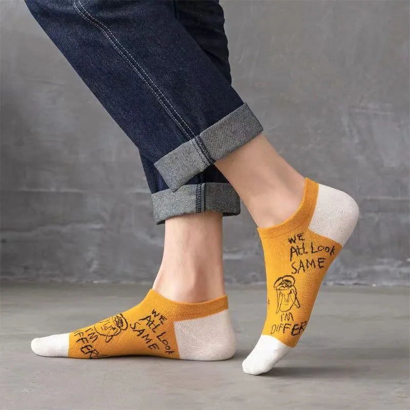 10 Pairs Of Casual Trend Ankle Socks For Men And Women, Comfortable, Breathable And Cute Cartoon Summer Couple Boat Socks
