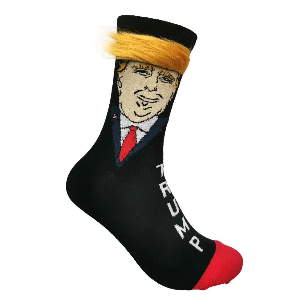 Novelty Crew Socks, Unisex Funny Political Leader Portrait Print, Conversation Starter Socks  Funny Political Gifts