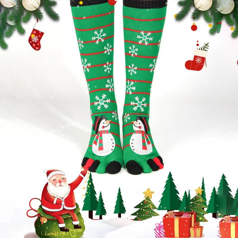 {YY28} Novelty Christmas Toe Socks Cartoon Funny Split Toe Socks Cotton Warm Sweat Absorbing Stockings Holiday Gift