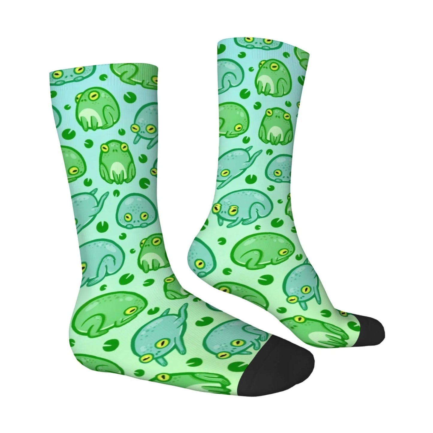 Novelty cartoon frog print men's socks Harajuku street style retro trend comfortable breathable non-slip casual socks fun gift