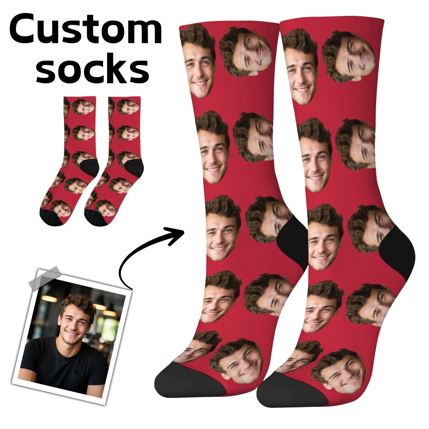 Novelty Custom Face Socks DIY Personalized Photo Custom Socks Crazy Funny Men's Socks Christmas Party Birthday Anniversary Gift