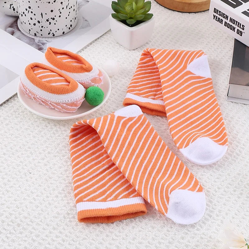 3/4/5 Pairs of Novelty and Interesting Salmon Sushi Socks Gift Box Christmas Season Style