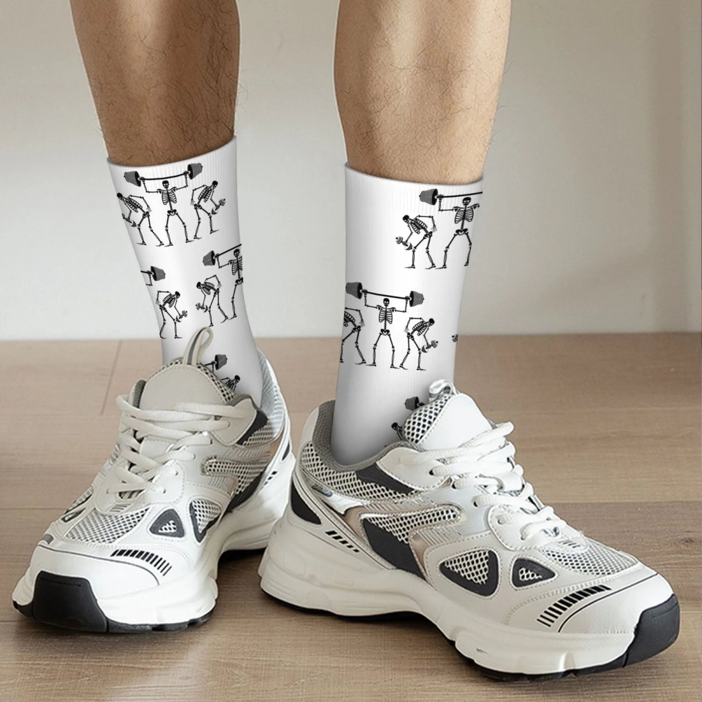 Novel and Fun Skull-themed Weightlifting Squat Socks Fun Creative Stylish Unique Comfortable Breathable and Durable Socks