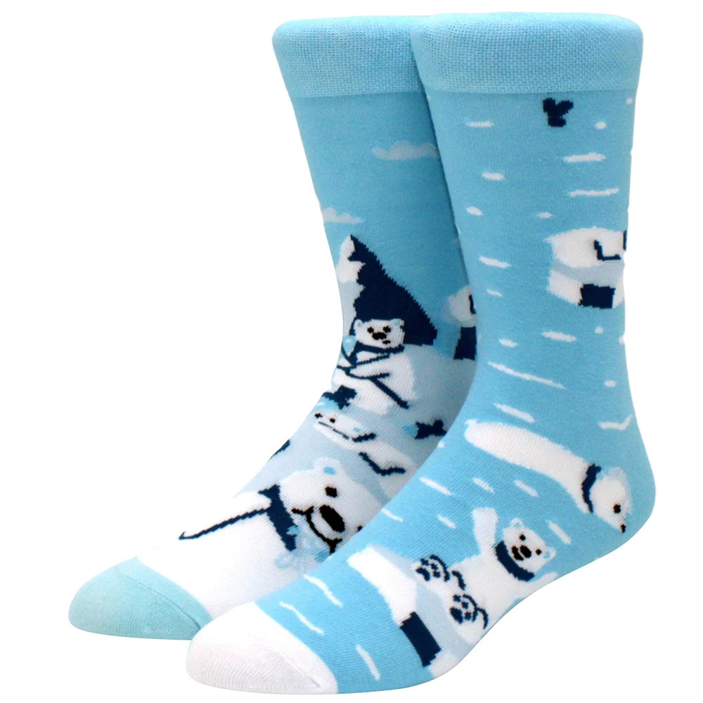 Men's mid-rise socks AB asymmetrical animal series fashion personality color skateboard yin and yang socks
