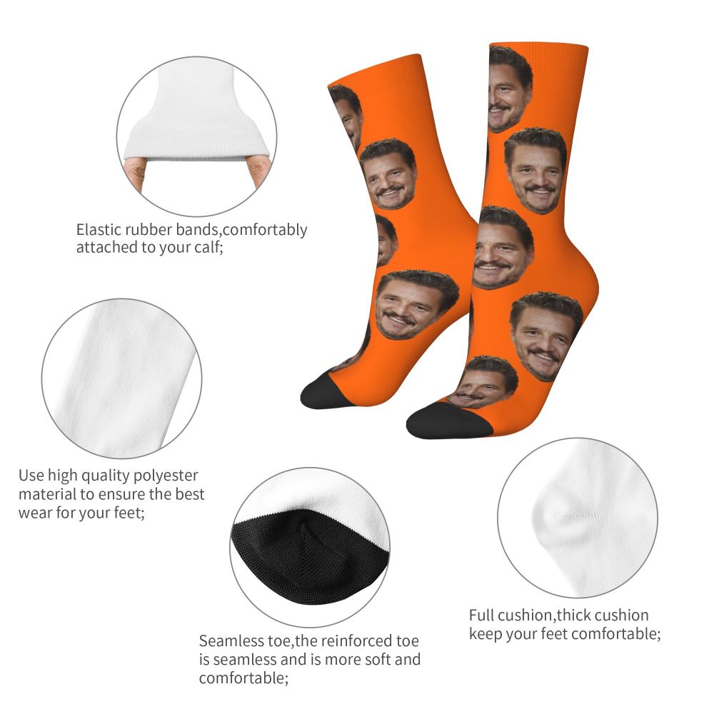 Novelty Mens Pedro Pascal Smile Unisex Winter Socks Hip Hop Happy Socks Street Style Crazy Sock