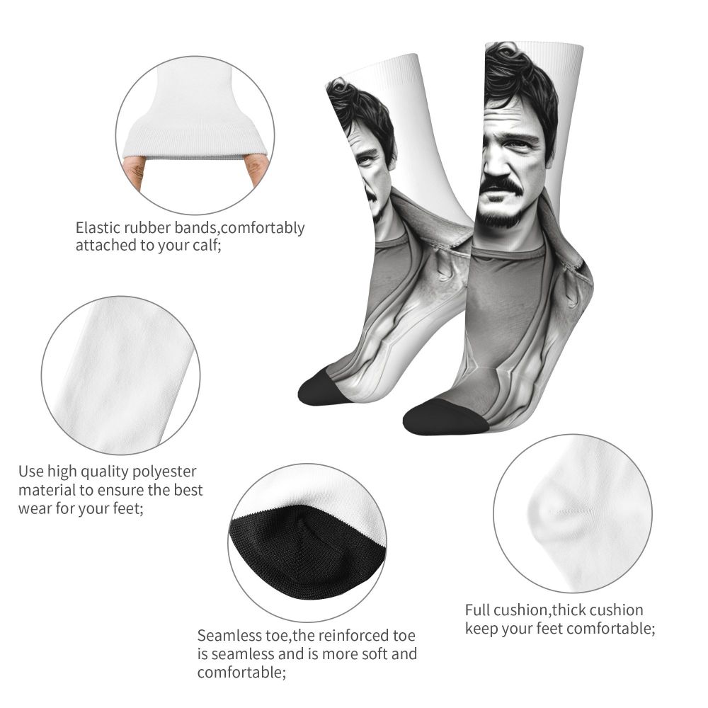Novelty Mens Pedro Pascal Smile Unisex Winter Socks Hip Hop Happy Socks Street Style Crazy Sock