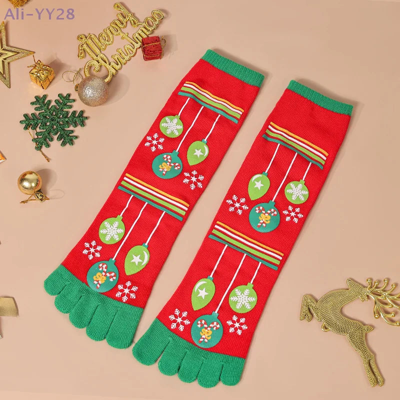 {YY28} Novelty Christmas Toe Socks Cartoon Funny Split Toe Socks Cotton Warm Sweat Absorbing Stockings Holiday Gift
