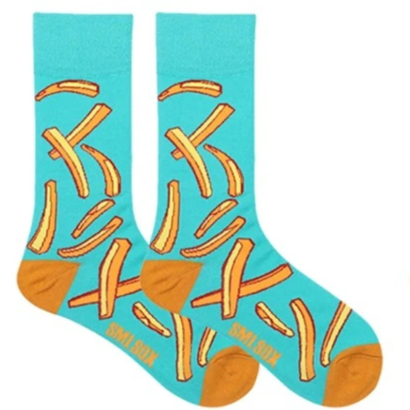 Novelty Sock Women Female Cotton Casual Funny Cute Short Food Socks Creative Printed Hosiery Harajuku Mid-Calf Personality
