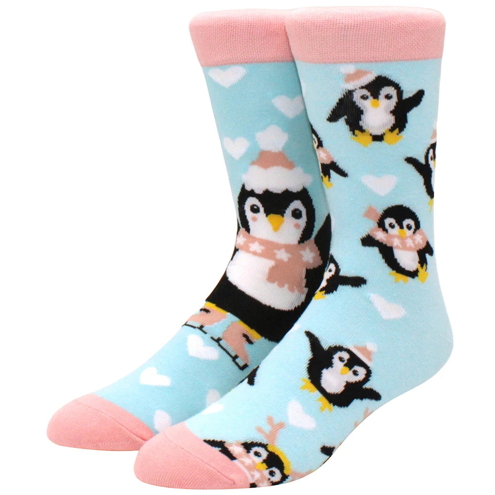 Men's mid-rise socks AB asymmetrical animal series fashion personality color skateboard yin and yang socks