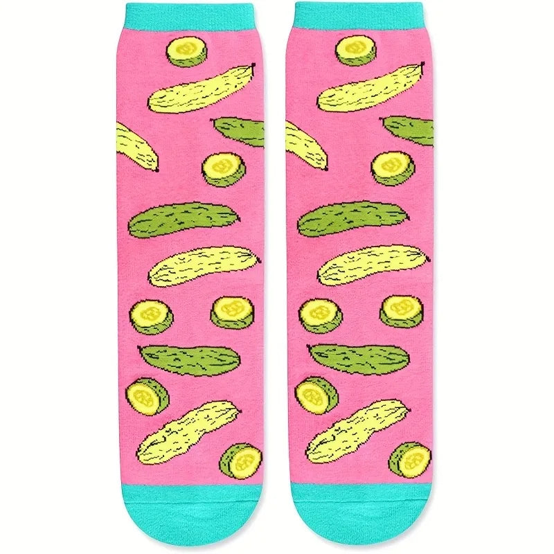 Novelty Sock Women Female Cotton Casual Funny Cute Short Food Socks Creative Printed Hosiery Harajuku Mid-Calf Personality