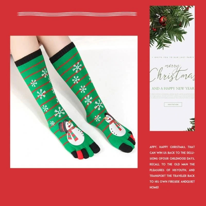 {YY28} Novelty Christmas Toe Socks Cartoon Funny Split Toe Socks Cotton Warm Sweat Absorbing Stockings Holiday Gift