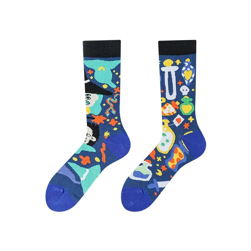 Men's Novelty  Fun Dress Socks AB Styles Fashion Personality Cartoon Colorful Funky Fancy Crazy Funny Casual Crew Socks