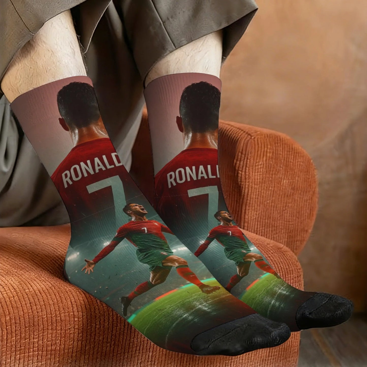 Novelty CR7 Cristiano Ronaldo Men's Socks Novelty Funny Happy Compression Socks Outdoor Casual Fashion Sports Non-Slip Socks