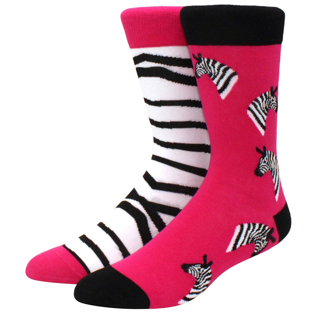 Men's mid-rise socks AB asymmetrical animal series fashion personality color skateboard yin and yang socks