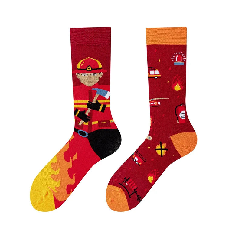 Men's Novelty  Fun Dress Socks AB Styles Fashion Personality Cartoon Colorful Funky Fancy Crazy Funny Casual Crew Socks