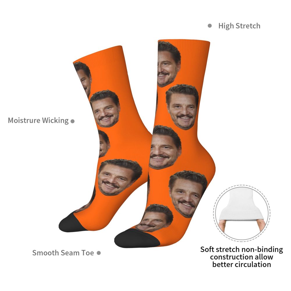Novelty Mens Pedro Pascal Smile Unisex Winter Socks Hip Hop Happy Socks Street Style Crazy Sock