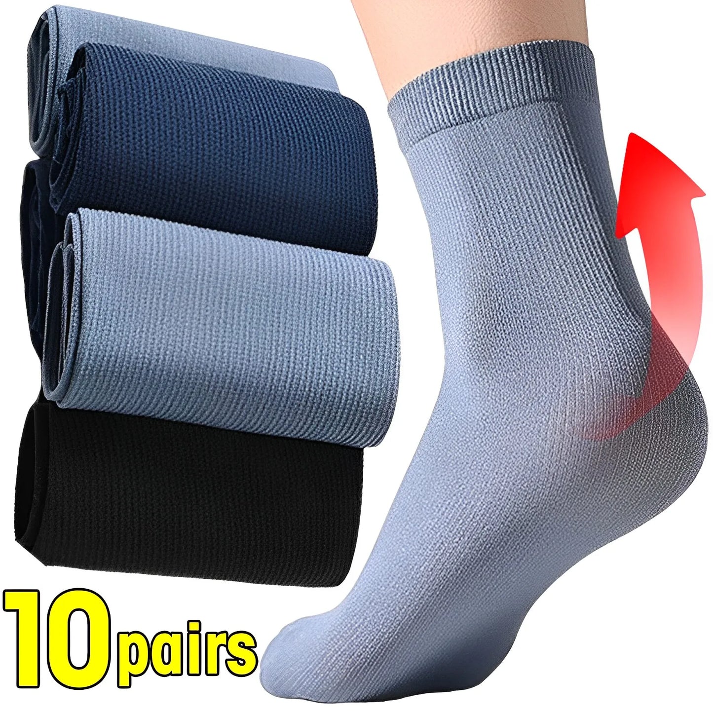 10pairs Men Ultra-thin Transparent Ice Silk Socks Summer Socks Solid Business Socks Breathable Soft Socks Ankle Socks