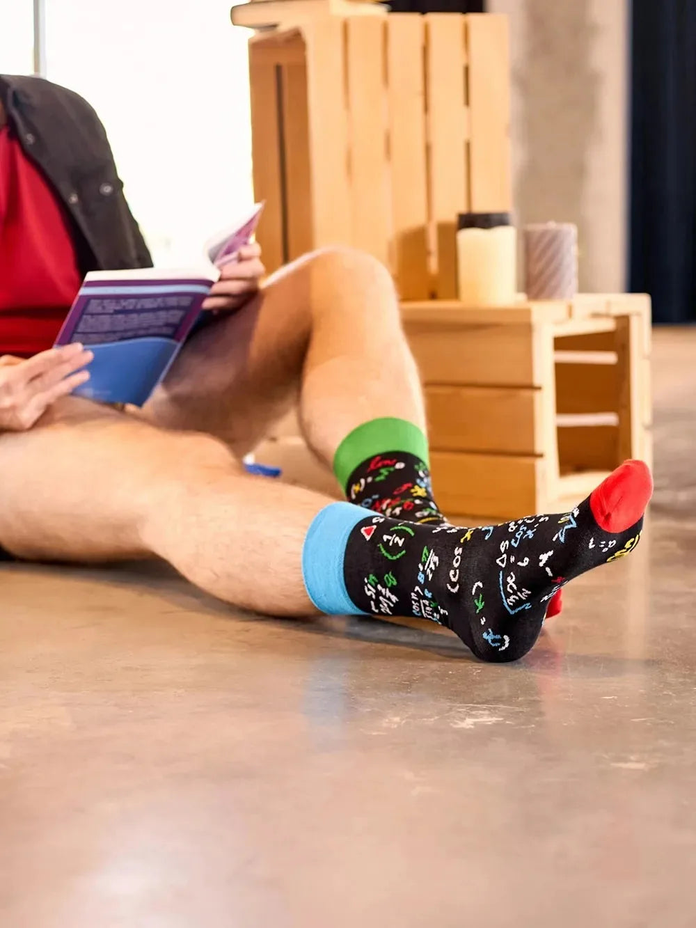 Men's mid-rise socks AB asymmetrical animal series fashion personality color skateboard yin and yang socks