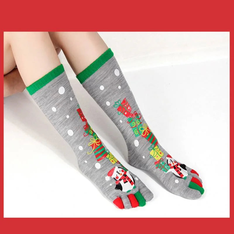 {YY28} Novelty Christmas Toe Socks Cartoon Funny Split Toe Socks Cotton Warm Sweat Absorbing Stockings Holiday Gift