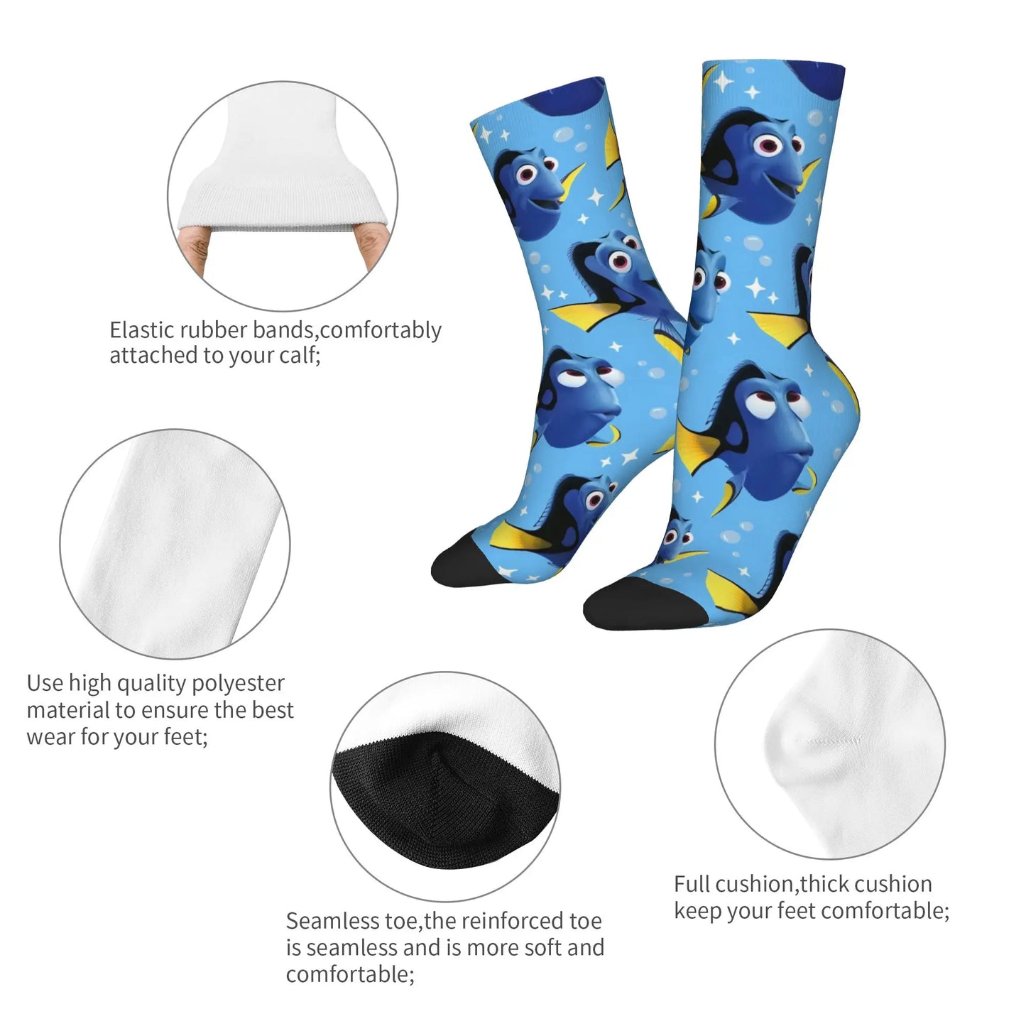 Funny Sock  Finding Nemo Vintage Quality Pattern Printed Men Crew Socks Novelty Men's Socks