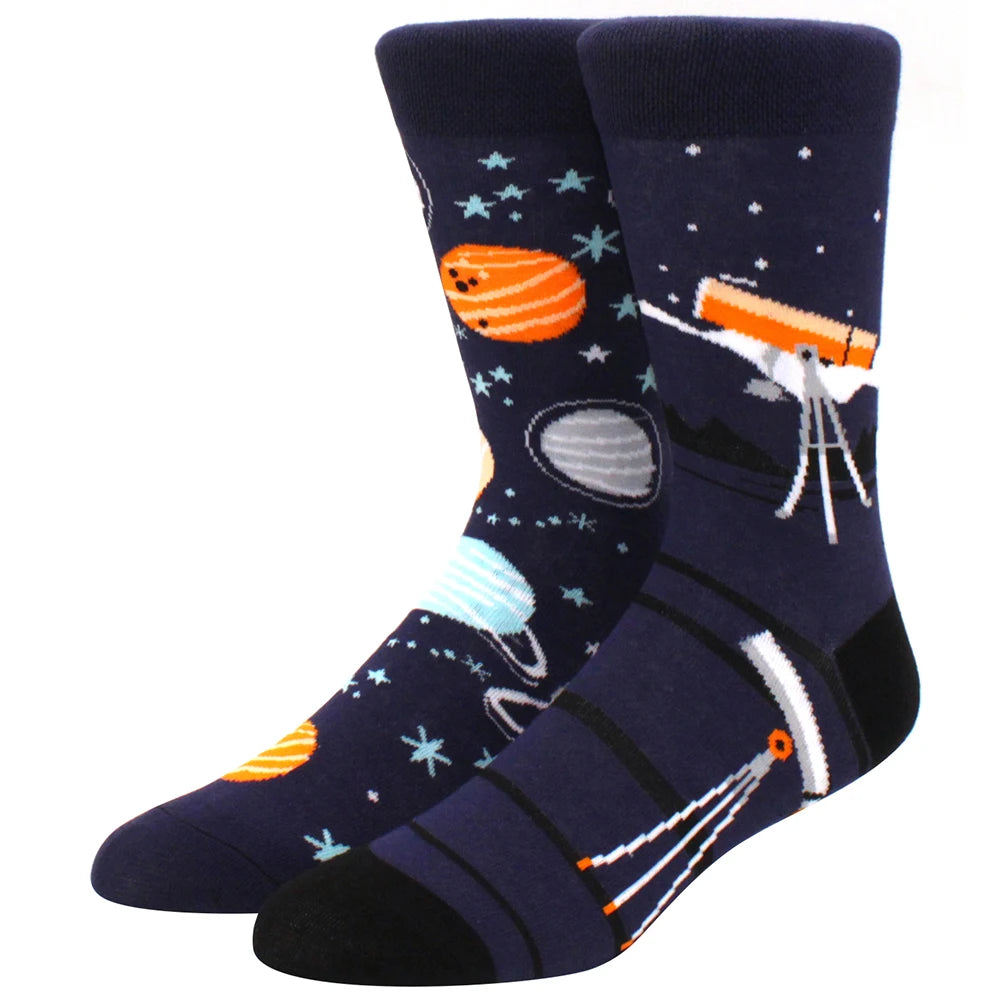 Men's mid-rise socks AB asymmetrical animal series fashion personality color skateboard yin and yang socks