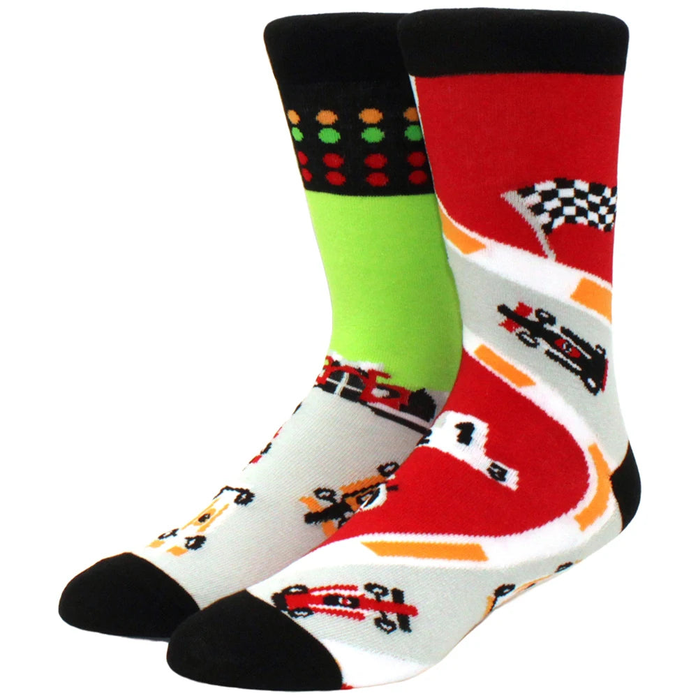 Men’s Crew Yin Yang Animal Socks – Colorful Mismatched Style