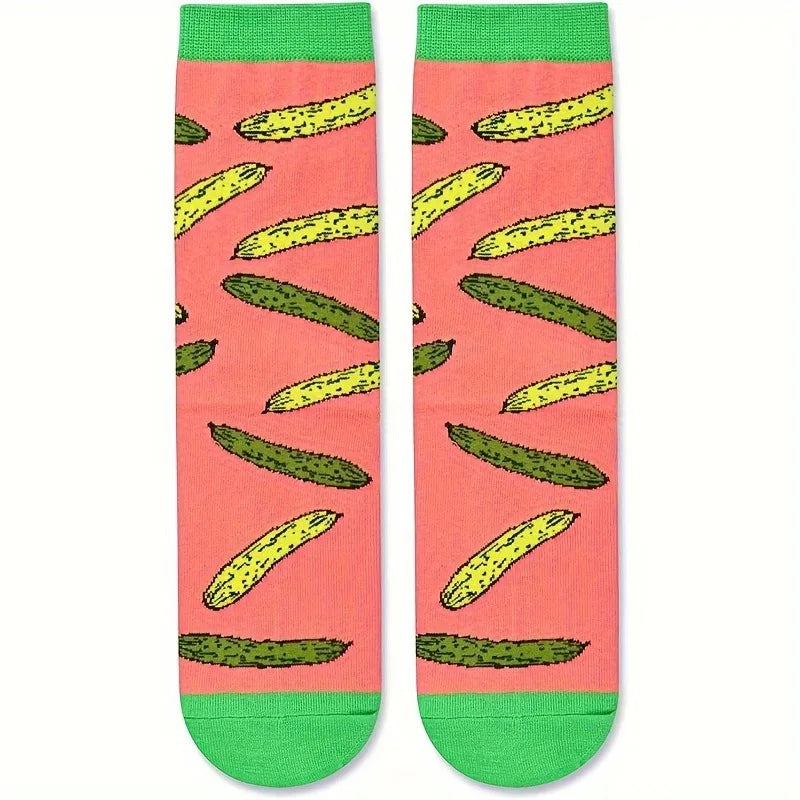 Novelty Sock Women Female Cotton Casual Funny Cute Short Food Socks Creative Printed Hosiery Harajuku Mid-Calf Personality