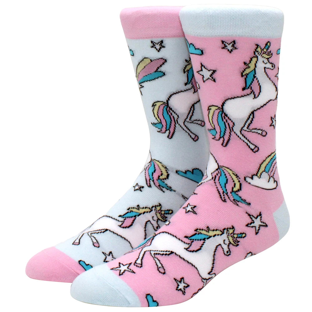 Men’s Crew Yin Yang Animal Socks – Colorful Mismatched Style