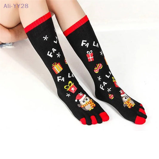 {YY28} Novelty Christmas Toe Socks Cartoon Funny Split Toe Socks Cotton Warm Sweat Absorbing Stockings Holiday Gift