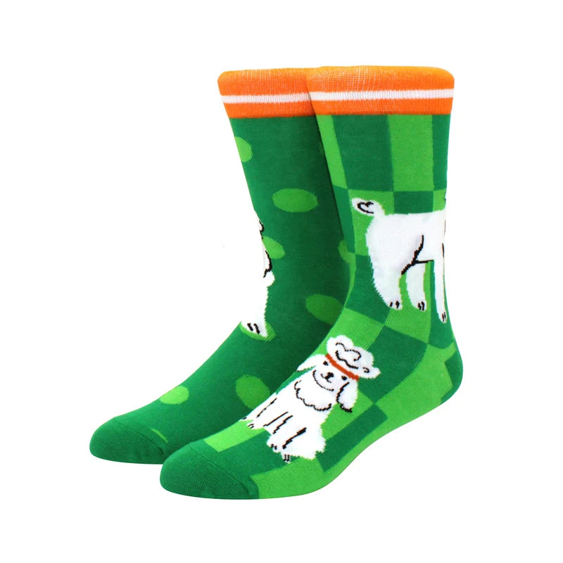 Men’s Crew Yin Yang Animal Socks – Colorful Mismatched Style