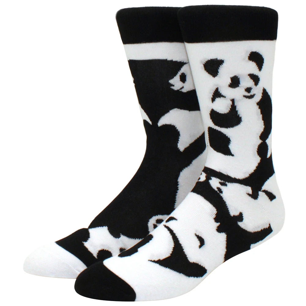 Men’s Crew Yin Yang Animal Socks – Colorful Mismatched Style