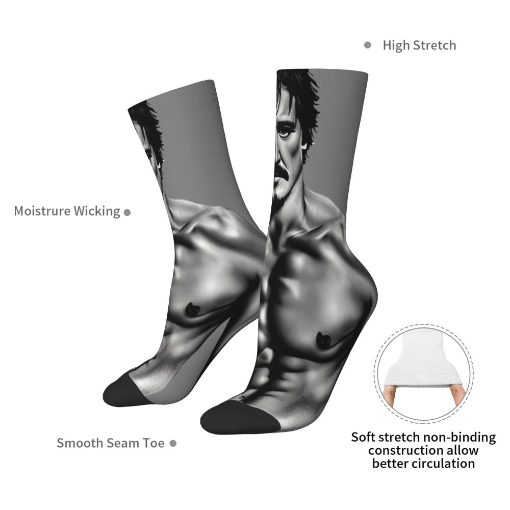 Novelty Mens Pedro Pascal Smile Unisex Winter Socks Hip Hop Happy Socks Street Style Crazy Sock