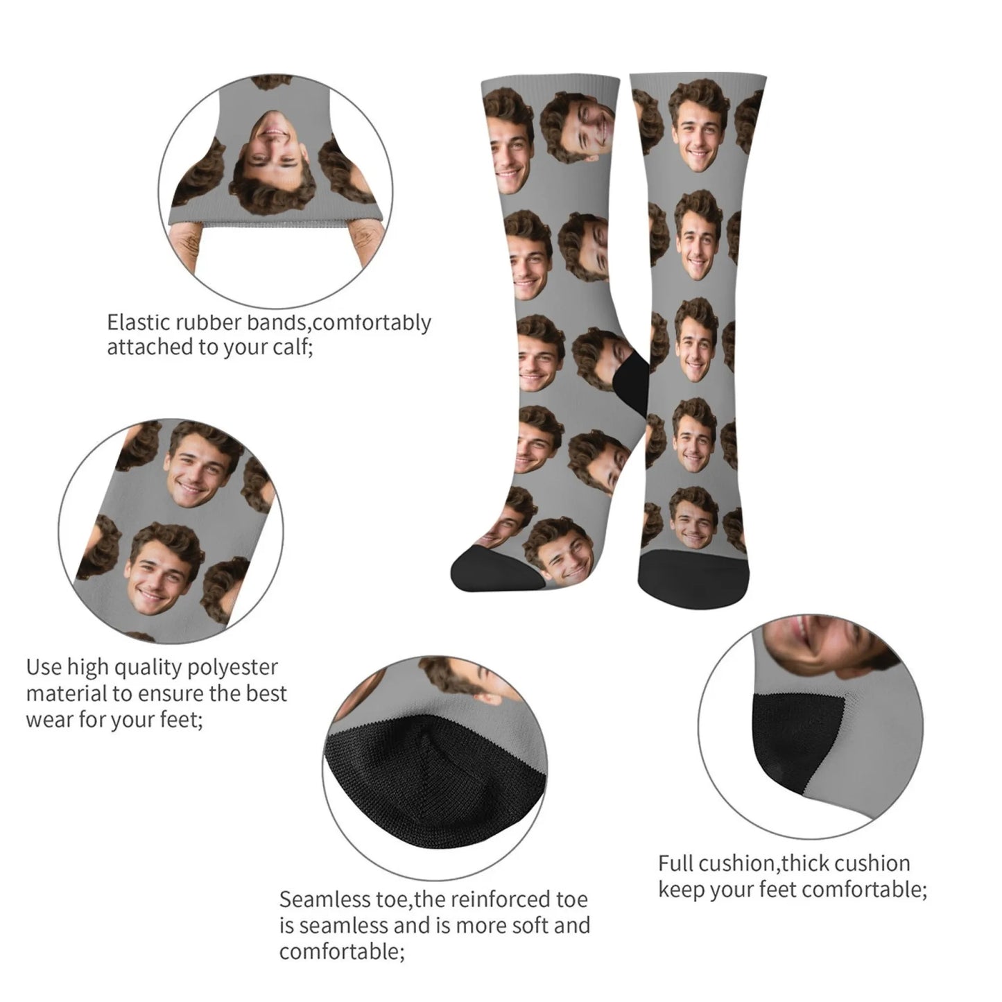 Novelty Custom Face Socks DIY Personalized Photo Custom Socks Crazy Funny Men's Socks Christmas Party Birthday Anniversary Gift