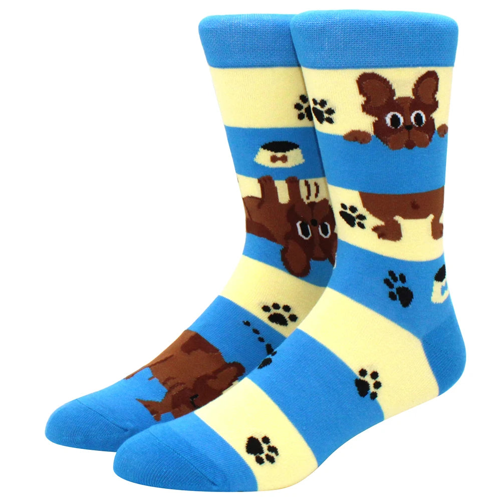 Men's mid-rise socks AB asymmetrical animal series fashion personality color skateboard yin and yang socks
