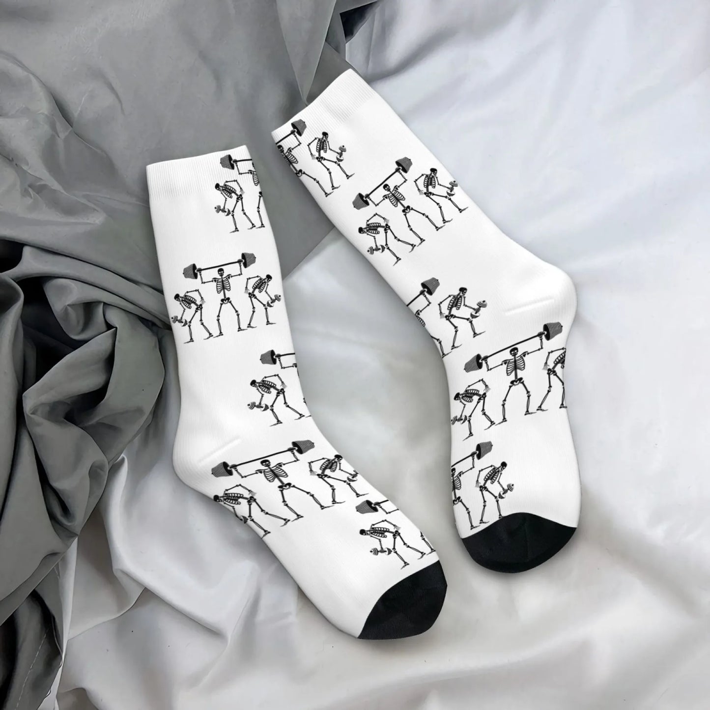 Novel and Fun Skull-themed Weightlifting Squat Socks Fun Creative Stylish Unique Comfortable Breathable and Durable Socks