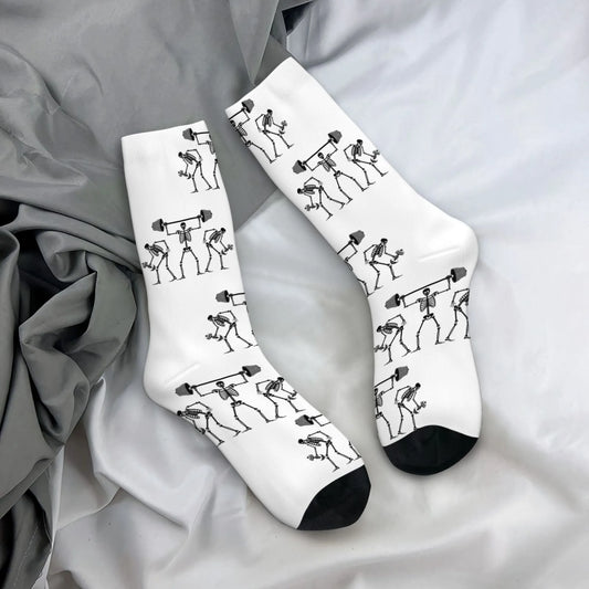 Novel and Fun Skull-themed Weightlifting Squat Socks Fun Creative Stylish Unique Comfortable Breathable and Durable Socks